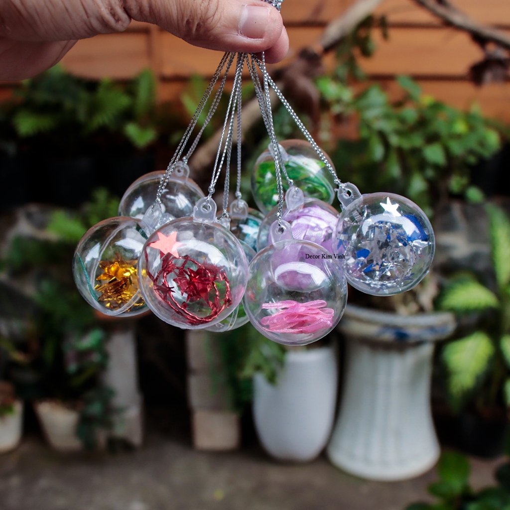 Phụ kiện trang trí noel Set 10 QUẢ CẦU 4CM CÓ TRANG TRÍ E22-A