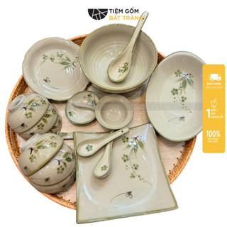  Bộ Bát Đĩa Sứ Bát Tràng Vẽ Tay Đào Chuồn Bát Ăn Cơm Tô Chén Dĩa Sứ Cao Cấp 