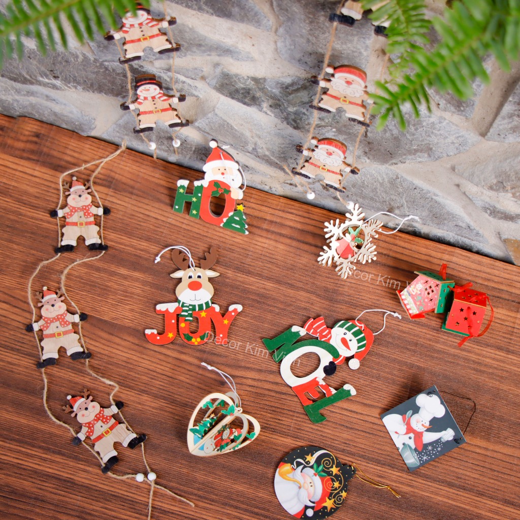 Phụ kiện trang trí noel Set 5 PHỤ KIỆN GỖ E22-B