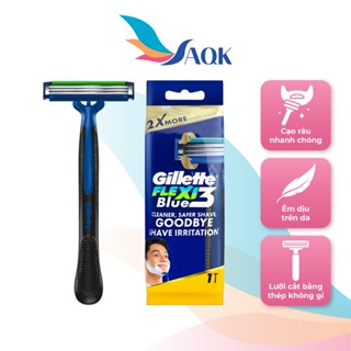  Dao cạo râu Gillette Blue 3 Flexi  1 cây  - Đầu xoay linh hoạt và dải bôi trơn giúp cạo sạch êm ái 