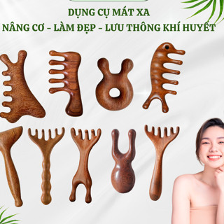 Bộ dụng cụ massage ấn huyệt nâng cơ mặt bằng gỗ tự nhiên giúp lưu thông máu, thư giãn, làm đẹp da-MỸ NGHỆ HUYỀN THẮNG