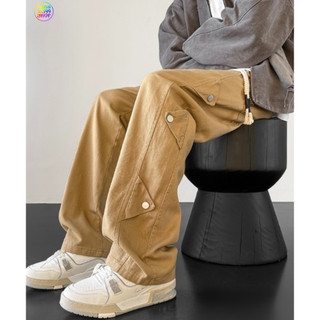  Quần Dài Ống Rộng nam nữ phối 6 nút sườ Trẻ Trung Hiphop Chất Kaki Co giãn Nhẹ dưới 75kg - win L 