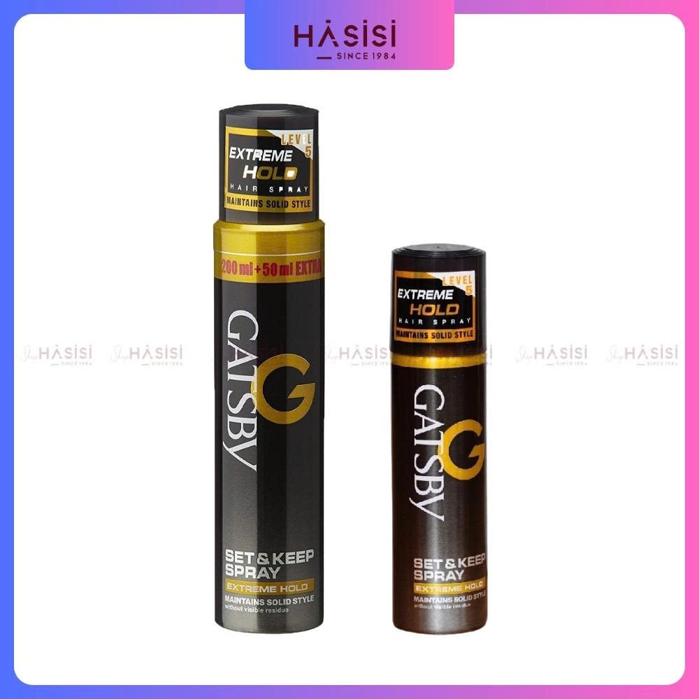 Keo Xịt Tóc Siêu Cứng Đen GATSBY - Set & Keep Spray Extreme Hold 250ml