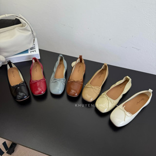 (HÀNG SẴN )bệt mũi vuông da bóng mềm siêu xinh Happy feeling bộ sưu tập Xuân hè 2024 HF j0015-101