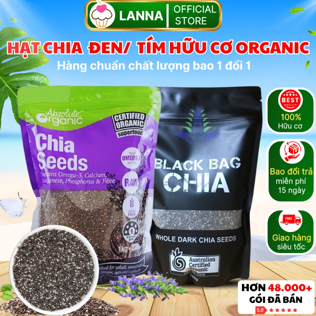 [LOẠI 1] Hạt Chia Úc 1KG Absolute Chuẩn Organic Chất Lượng Sạch Đều Đẹp Ít Tạp Chất Ăn Kiêng - Nutri