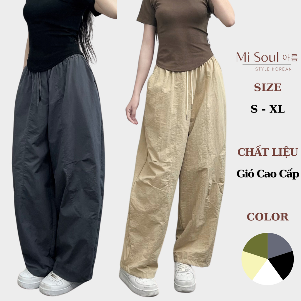 Quần Harem Parachute Pants BigSize MiSoul,Quần Gió Nhăn 2 túi Dáng Thụng MiSoul 254