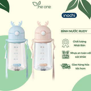 Bình đựng nước có ống hút cho bé inochi, bình tập uống có dây đeo đa năng nhựa an toàn k độc hại