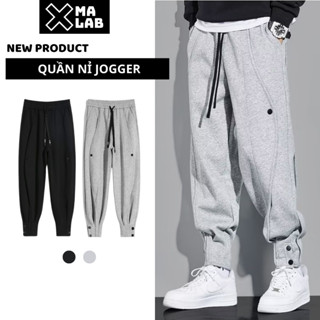  Quần Jogger Nam Vải Nỉ 2 Da Form Rộng XMALAB Quần Nỉ Phối Cúc Bo Gấu Phong Cách Thể Thao B139 