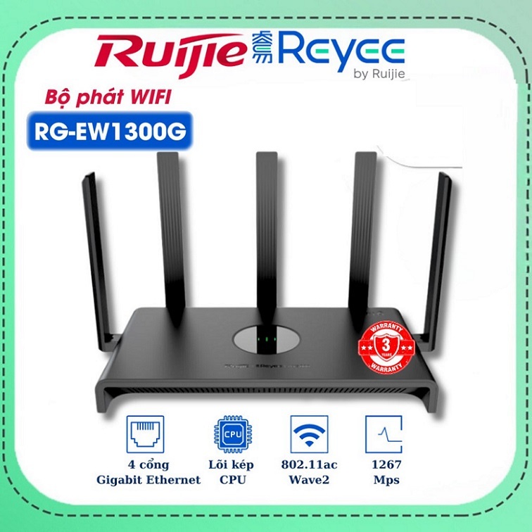 Bộ phát WiFi Ruijie RG-EW1300G Chuẩn AC tốc độ 1300Mbps