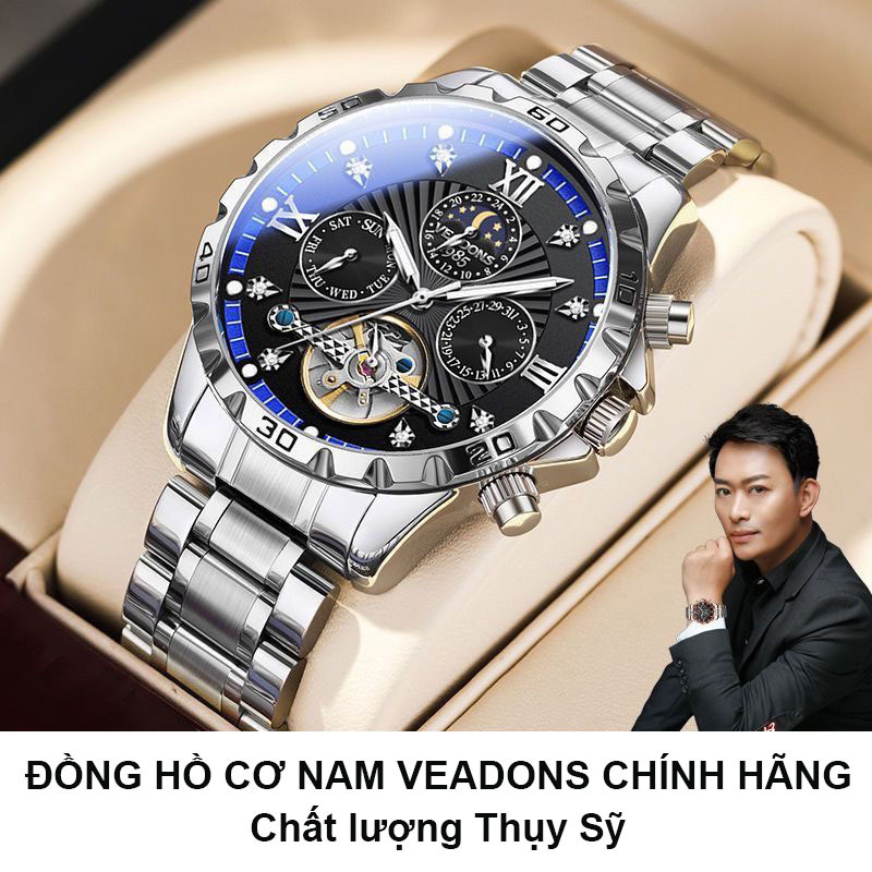 FULLBOX 0387_Đồng Hồ Cơ Nam Veadons Chính_Hãng, Đồng hồ Cơ Nam Tự Động Sang Trọng_Quà tặng