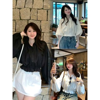  Áo Sơ Mi Dáng Croptop Tay Bồng Chun Dưới Hottrend Thời Trang Nữ  SM004 TL.Online Shop 