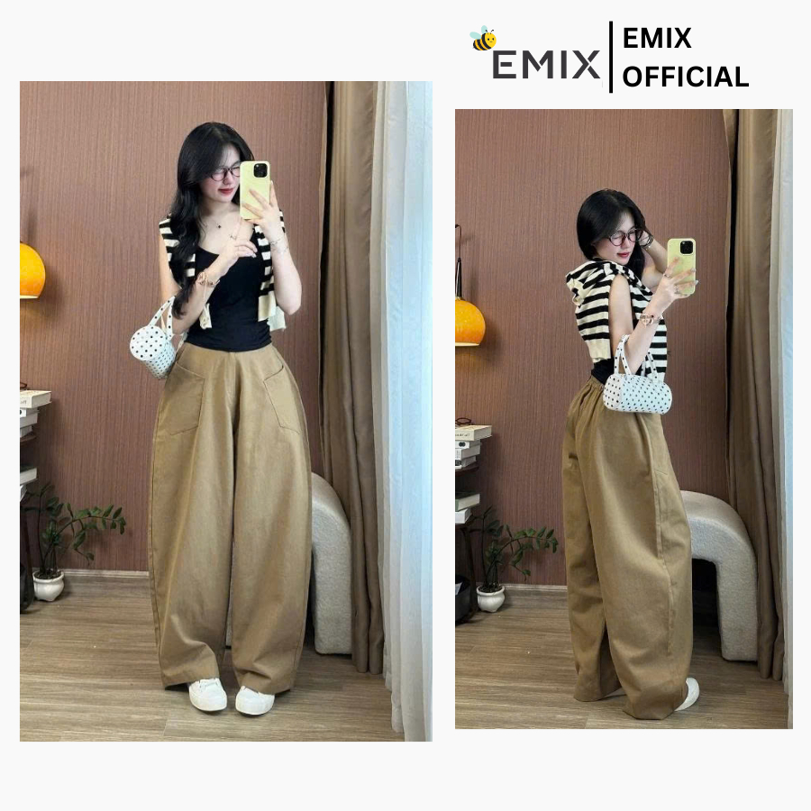 Quần Harem Women Parachute Pants 2 Túi Kaki Dày Dặn Emixclothes QuanKaKi45 _P2