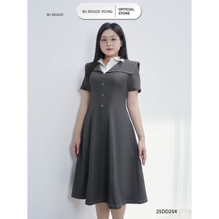  Đầm sơ mi 2 cổ bổ mảnh BIGSIZE  55kg đến 95kg  – 25DD254-  BU Bigsize   