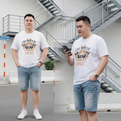 Áo Thun Nam Bigsize 80-140kg AKYOO Cao Cấp, Chất Liệu Cotton Co Giãn, Thoáng Mát- AT DEN A7 - AT TRANG GAU