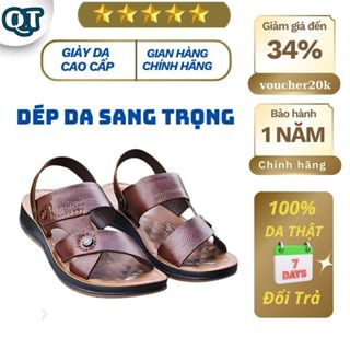Dép Sandal Quai Hậu Nam Cao Cấp Đế Cứng Quai Da Bò Khâu Chắc Chắn Thời Trang Trung Niên
