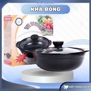 Nồi đất nắp kính đáy cạn nhiều kích cỡ, nồi thố nấu mì cay, kho quẹt