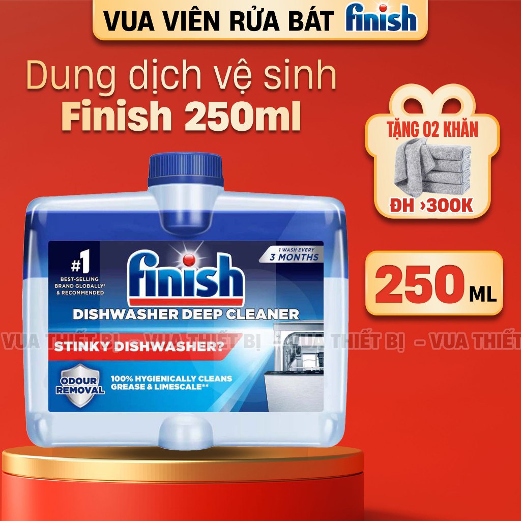 FINISH 250ml hương soda Chai nước dung dịch vệ sinh tẩy máy rửa chén bát nhập khẩu chính hãng chanh không mùi