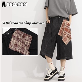  Quần Short Sọt đùi Lửng Ngố Jean bò Nam nữ Đen baggy ống rộng Quần Wide Leg Short Jeans Nam Ống Rộng Quần Jeans Short 