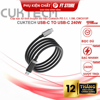 Cáp sạc nhanh CUKTECH No.6 Braided Digital Display USB-C Dual Type-C PD - CMC615P dài 1.5M
