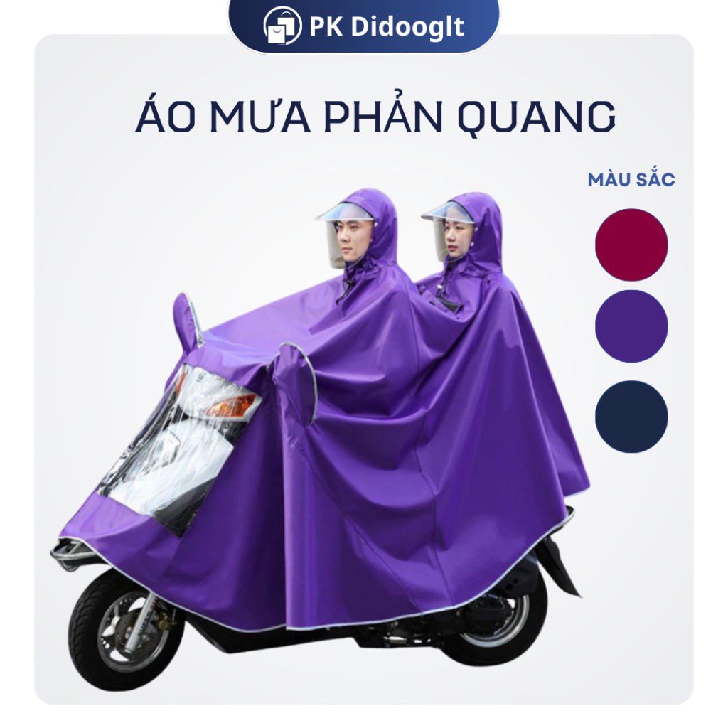Áo Mưa Đi Xe Máy Didooglt 1 Người Và 2 Người Che Phủ Toàn Thân Kèm Kính Chắn Mưa Tiện Lợi