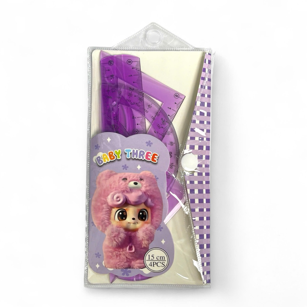 Bộ Thước Dẻo 4 Món 15cm – Thước Kẻ Học Sinh Vẽ Hình Học, Mẫu Ngẫu Nhiên