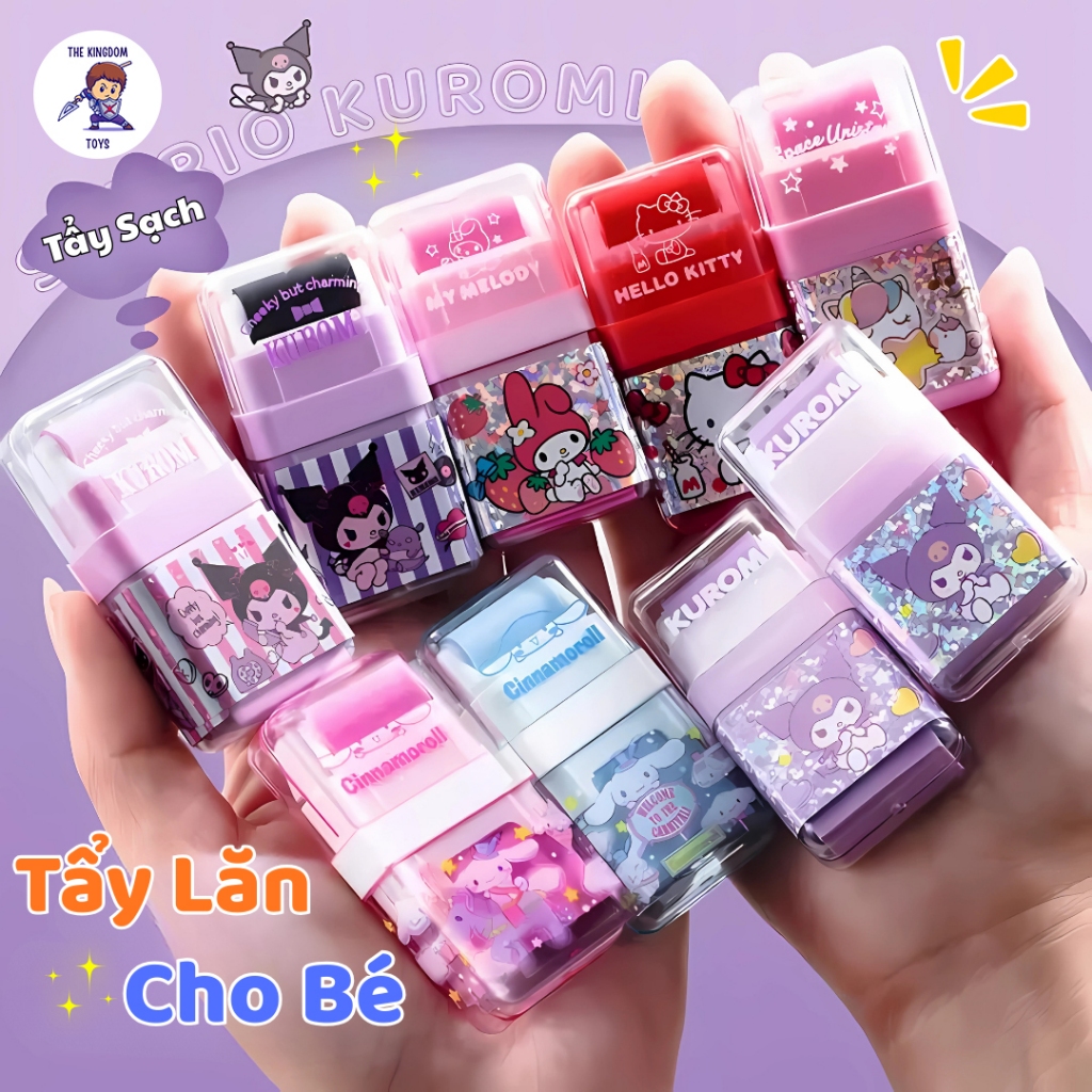 Tẩy Lăn Kuromi / Hello Kitty / My Melody / Cinnamoroll - Hình Ảnh Dễ Thương, Đồ Dùng Học Tập