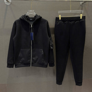  Đồ bộ nam dài tay thu đông PB nỉ 2 da thêu túi hộp logo tay phối ghép vải gió áo mũ hoodie basic BD65P 