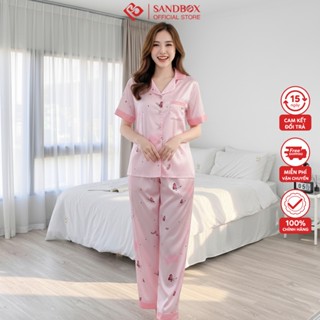  Bộ đồ Pijama SANDBOX họa tiết sang trọng chất liệu lụa Latin mềm mại nhẹ nhàng quý phái 01HOB 