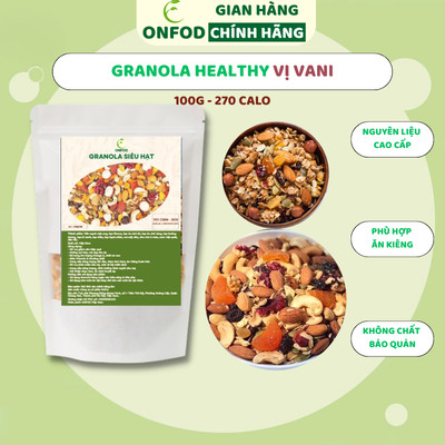 Ngũ cốc granola siêu hạt ONFOD vị vani dành cho người ăn kiêng, giảm cân, tiểu đường 250g 500g