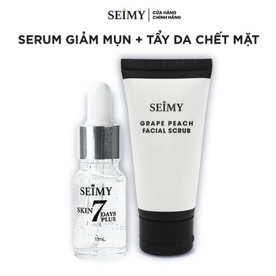 Combo Gel Tẩy Da Chết Mặt và Serum Hỗ Trợ Giảm Mụn Thâm Seimy 10ml