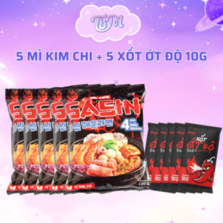  Combo 5 gói mì cay Sasin vị kim chi soyum 120g kèm xốt ớt độ 10g 