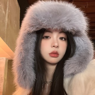  Mũ Lông Giả Lông Chồn Nhỏ Che Tai Bảo Vệ Mặt Giữ Ấm Trượt Tuyết Mùa Đông Phiên Bản Hàn Quốc 
