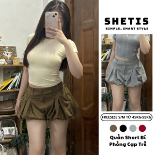  Quần Short Form Bí Phồng 📷 By Shetis Kiểu Y2K Quần Đùi Nữ Phong Cách Giáng Sinh_Q129 