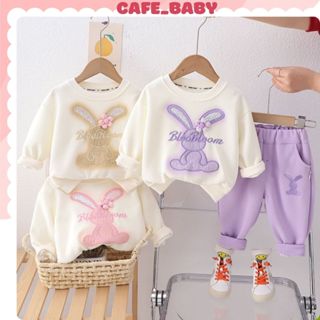 (8-30kg) Bộ Quần Áo Dài Tay Thu Đông Bé Gái Chất Liệu Nỉ QC Cao Cấp Thêu Thỏ Phong Cách Hàn Quốc Cho Trẻ Em BABY208