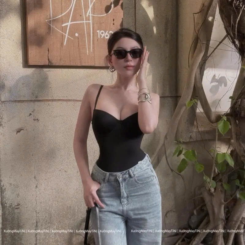 Xuongmaytini - Áo Bodysuit định hình, có gọng nâng ngực, siết nhẹ 2-3cm eo Nữ. Mỏng nhẹ thoáng mát. | BigBuy360 - bigbuy360.vn