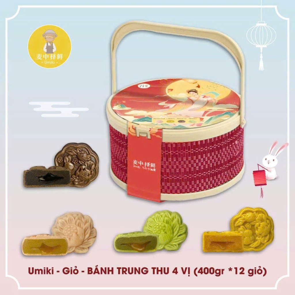Giỏ 8 bánh trung thu Umiki Lava Mix 4 vị 400g