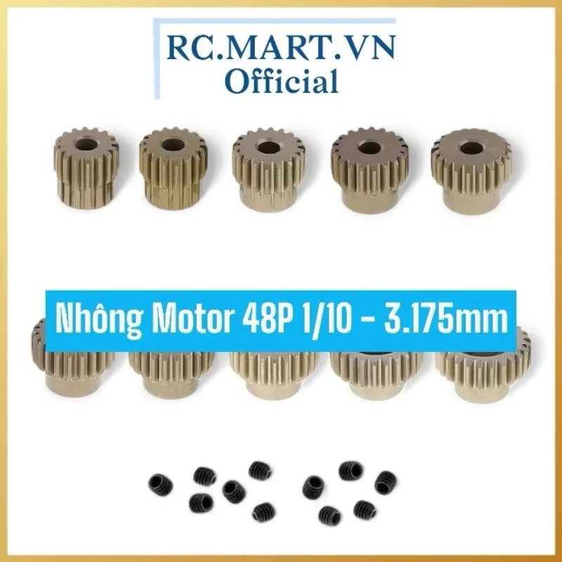Nhông nhôm 48P 7075 cho xe điều khiển Drift, Rock 1/10 cốt 3.175mm