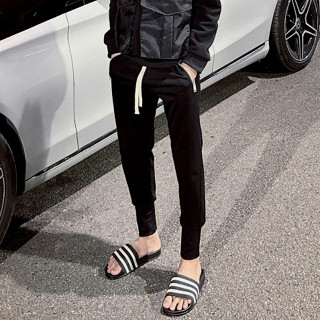 Quần jogger dài nam dsqq nỉ da cá trơn phối túi khoá zip D2 cạp chun dây rút be dài ống bó quần cạp chun co dãn