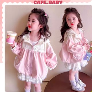 (8-28kg) Áo Khoác Gió 2 Lớp Dày Dặn Có Mũ Thêu Mèo Kitty Màu Hồng Baby Dễ Thương Cho Bé Gái Mùa Thu Đông - BABY505