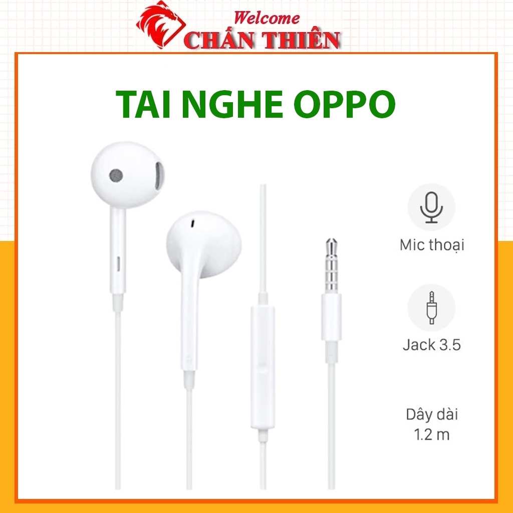 Tai Nghe Oppo jack 3.5mm Zin Siêu Bass,Chuẩn Màng Loa Xanh  R11, A5, A9, A91, F11, Reno, A31, A12