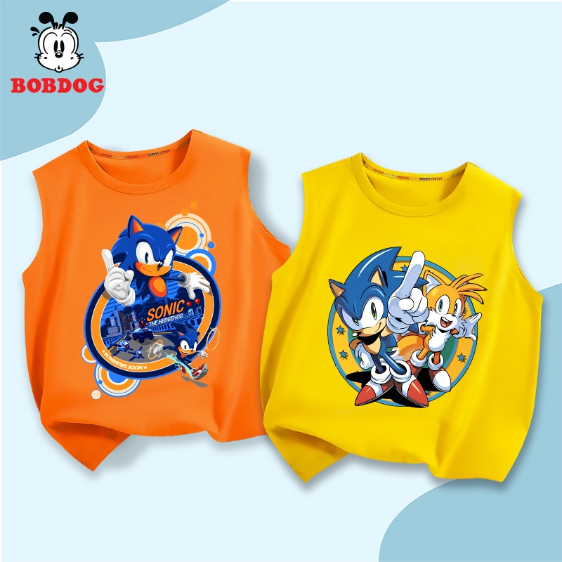 Áo ba lỗ bé trai BOBDOG,BST áo thun 3 lỗ bé trai in hình Nhím Sonic cute dễ thương cho bé