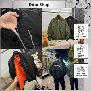  Áo Khoác DSQ Trần Bông Phối Khóa Trước Nực Thêu Chữ Sau Lưng Cực Chất - Áo Khoác DSQ Phối Ghim Băng Trước Ngực Cực Chất 