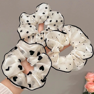  Dây Cột Tóc Scrunchies Bằng Vải Voan Họa Tiết Hoa Nhí Trái Tim Chấm Bi Xinh Xắn Phụ Kiện Tóc Nữ 