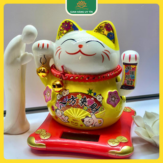   Mẫu Mới  Mèo Thần Tài Mini Vẫy Tay Năng Lượng Mặt Trời - Mèo Thần Tài Để Bàn Làm Việc Cửa Hàng Ban Thần Tài,.. 