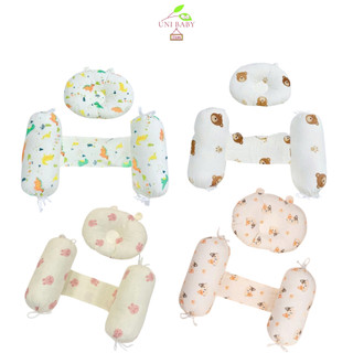  Bộ gối chặn và gối lõm cho bé sơ sinh chất liệu vải muslin mềm mại giúp bé ngủ ngon giấc 