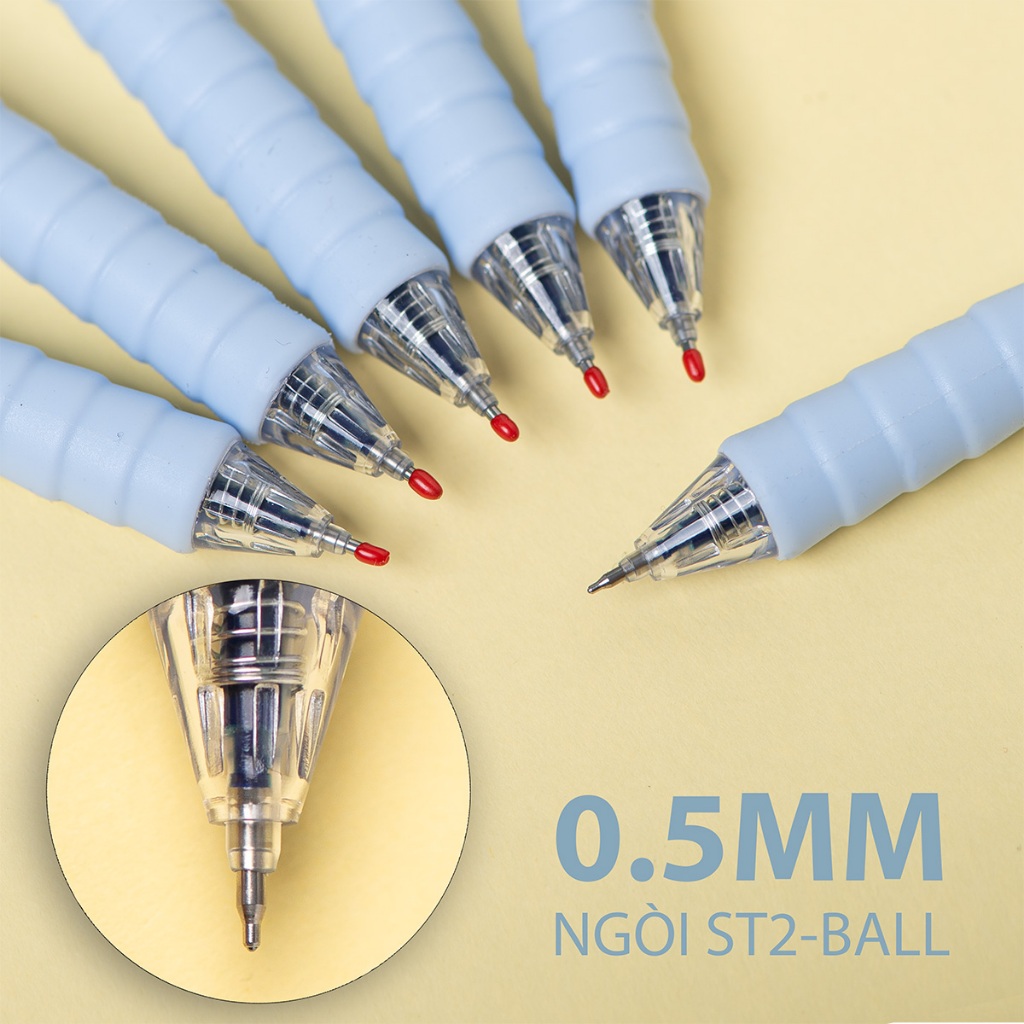 Hộp 10/12 Bút Gel Classmate Bút Nước Bấm Ngòi ST 2 Bi 0.5mm Xanh Đen Tím Nhanh Khô Bút Gel Shine Có 