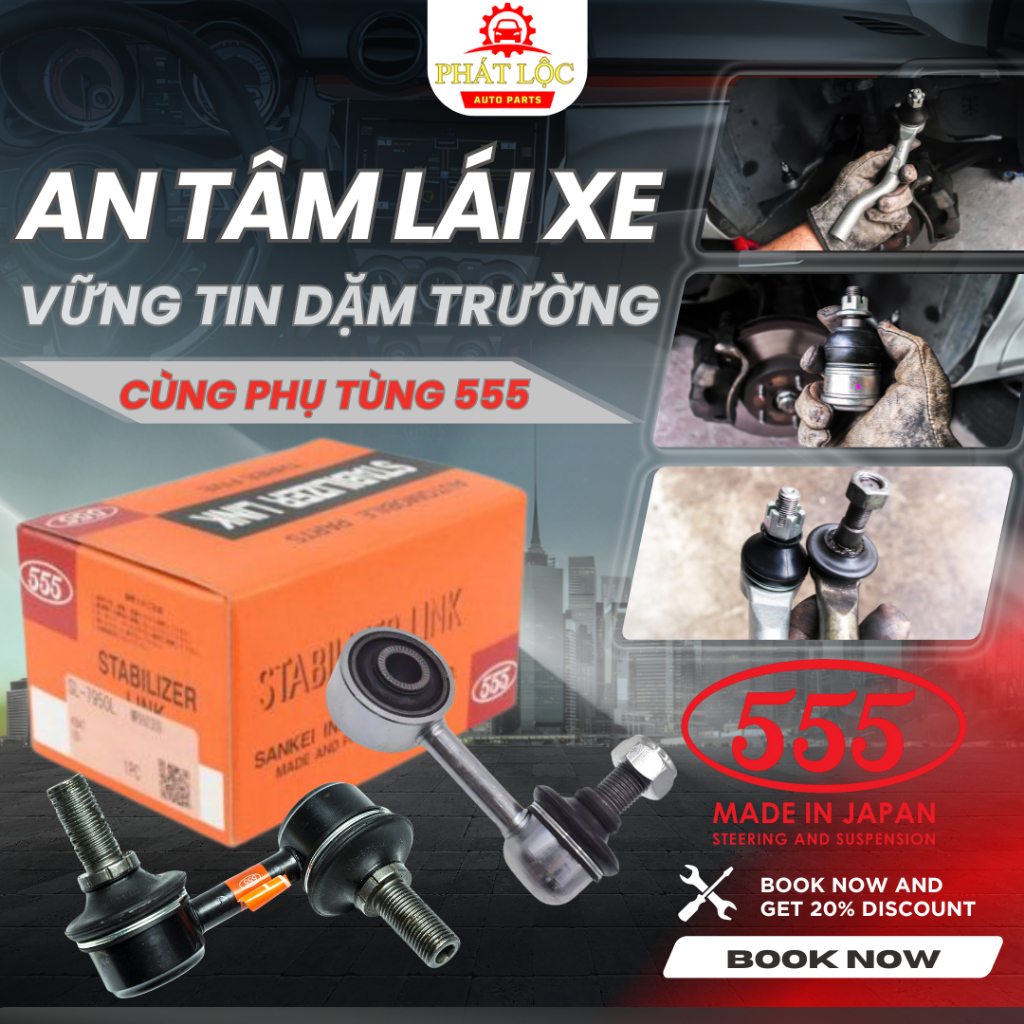 Rotuyn cân bằng trước 555 phù hợp với Triton, Pajero Sport (555 chính hãng)