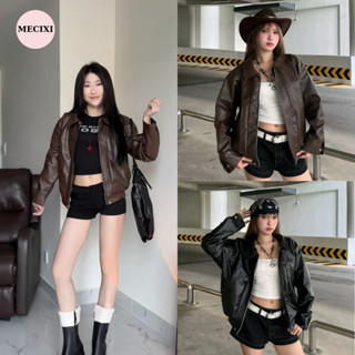 Áo Khoác Da Croptop Mecixi Áo Bomber Nữ Thời Trang Năng Động Cá Tính T081