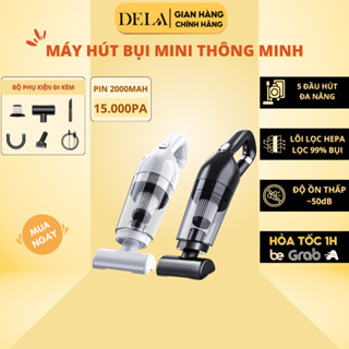 Máy hút bụi cầm tay mini không dây DELADEP, hút bụi giường, ô tô lực, hút siêu mạnh 20.000PA bảo hành 12 tháng MHB01