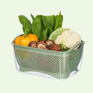 Bộ chậu kèm rổ chữ nhật HOKORI nhựa VIỆT NHẬT - Trong suốt, đựng đồ, rửa rau, decor bàn ăn - 2381/2/3